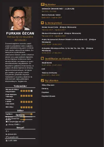 Metalürji Ve Malzeme Mühendisliği Cv Örnekleri cv indir